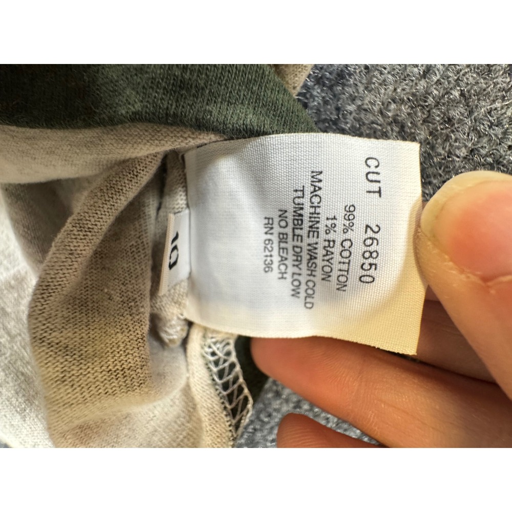 Vintage GUESS Jeans USA Striped Long Sleeve Shirt XXL Tan Green Embroidered Logo - Picture 3 of 7